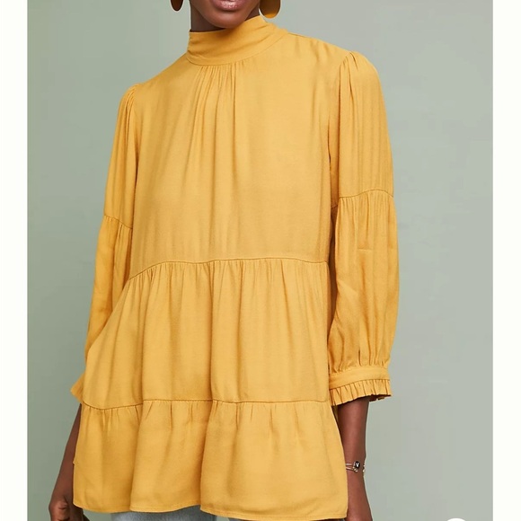 Anthropologie Tops - Anthropologie Golden Yellow Tunic Top